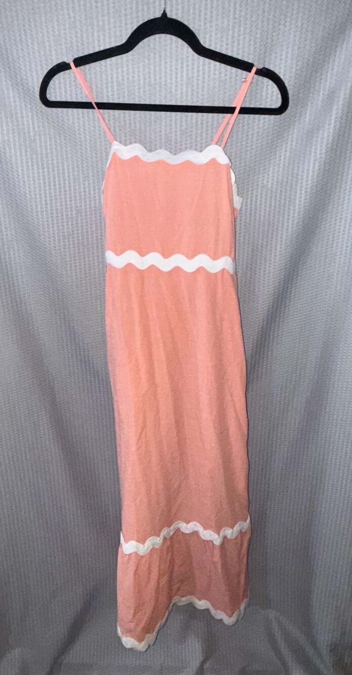 Zesica Women's Size S Peach Scalloped Trim Midi Dress